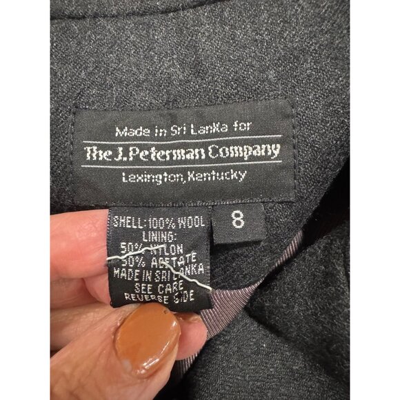 Vintage J. Peterman 100% Wool Blazer Jacket Size 8 Gray Tailored Fit Sustainable - Picture 3 of 8